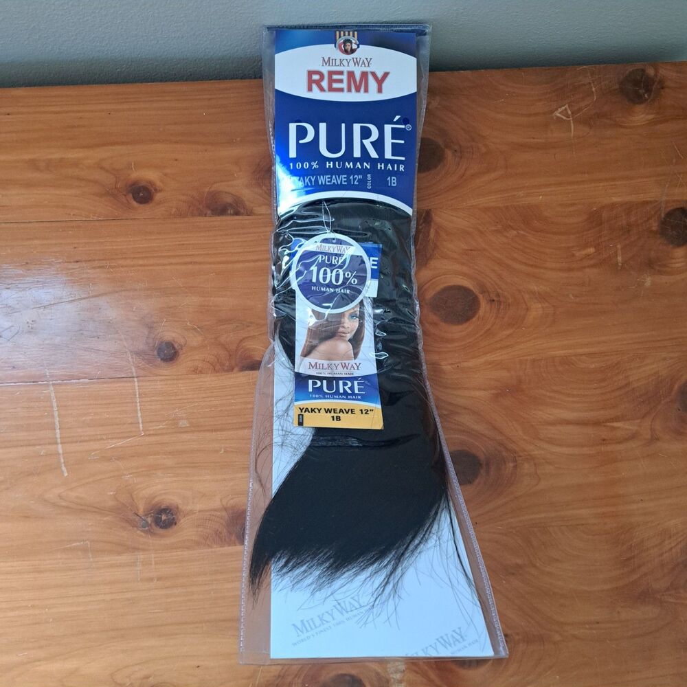 Milky Way Remy PURE 100% Human Hair Yaky Weave 12" 1B Color
